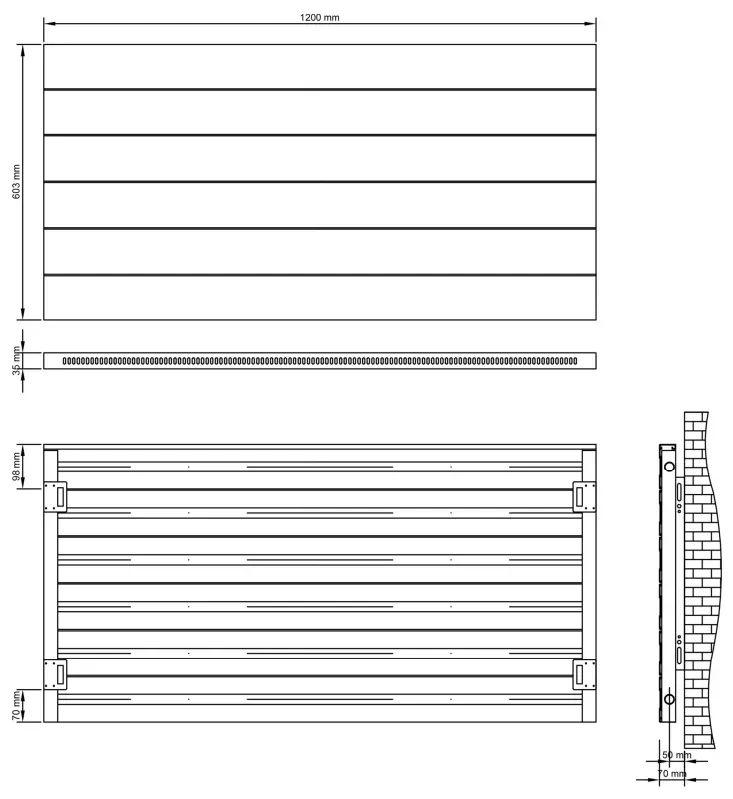 Eastbrook Berkeley radiator 120x60cm aluminium 820W grijs mat