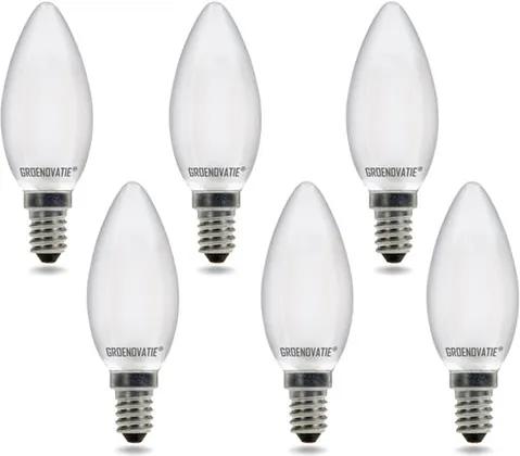 E14 LED Filament Kaarslamp 2W Warm Wit Dimbaar Mat 6-Pack