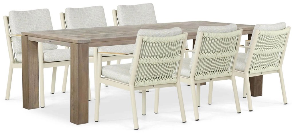 Tuinset 6 personen 240 cm Aluminium/rope Taupe Coco Sevilla/Brighton