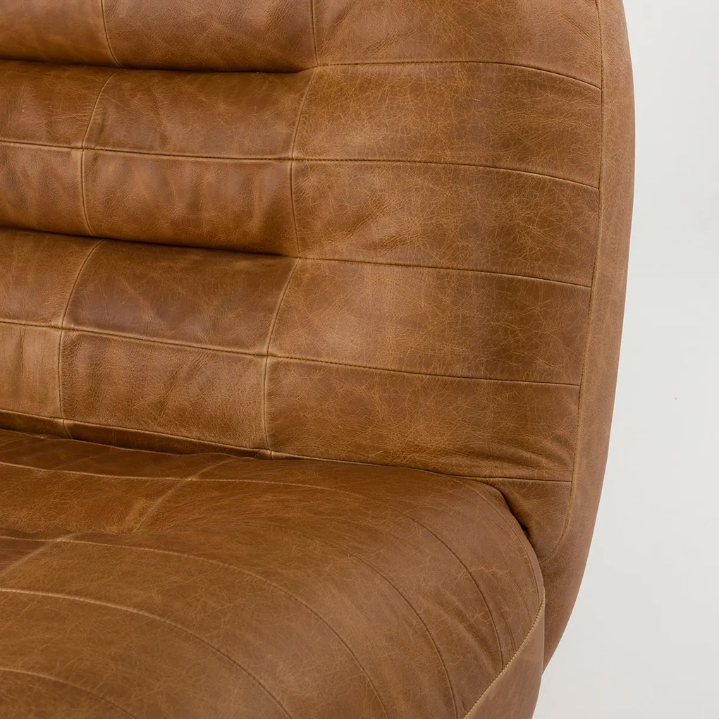 Dutchbone Wyatt Leren Lounge Fauteuil Cognac