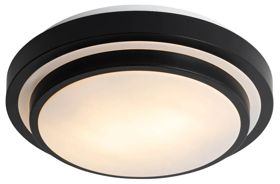 Buitenlamp Moderne plafondlamp zwart met wit 35 cm IP44 - Walden Modern E27 IP44 Buitenverlichting rond Lamp