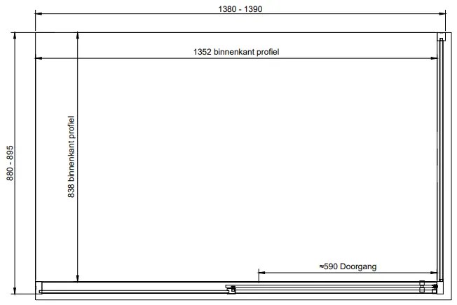 van Rijn ST06 douchecabine met 140cm softclose deur en helder glas chroom 140x90cm