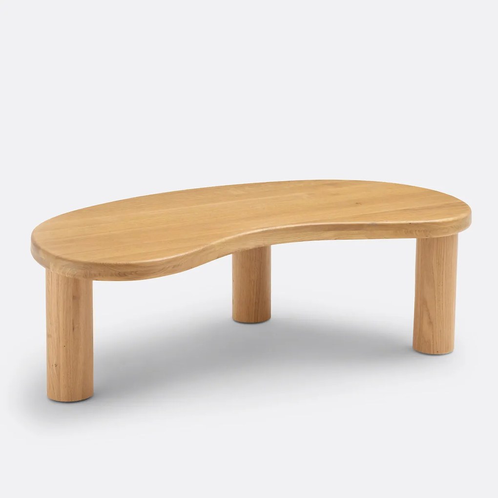 Organische salontafel, massief eiken, lengte 118 cm, RODI