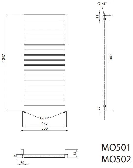 Sapho Mateo radiator antraciet 50x105cm 508W