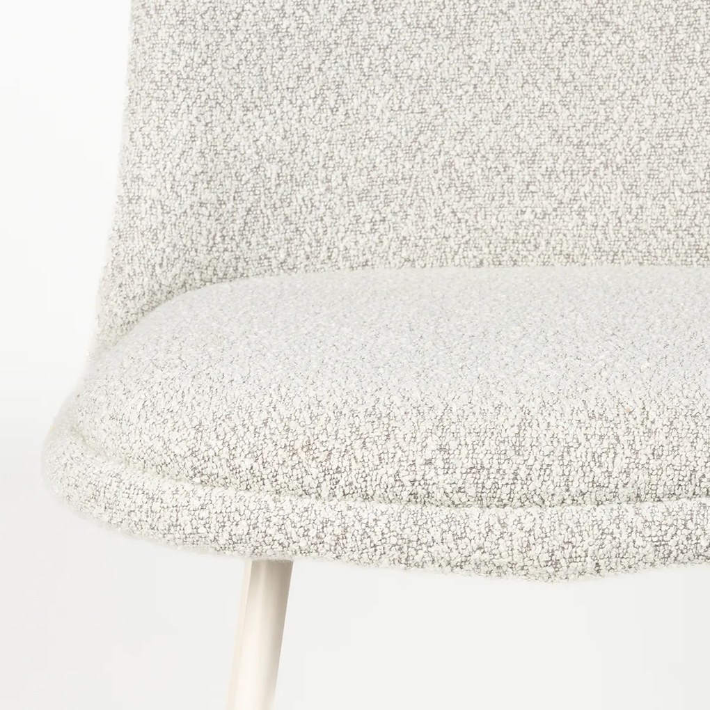 Moderne Eetkamerstoel Boucle Creme