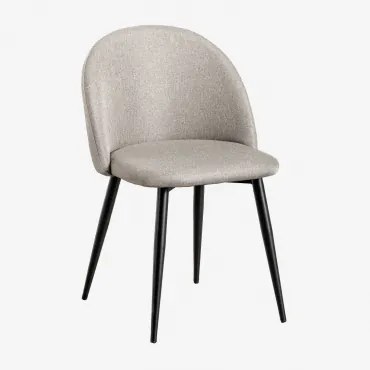 Set Van 2 Eetkamerstoelen Kana Zwart & Linnen Bruin - Mokka - Sklum