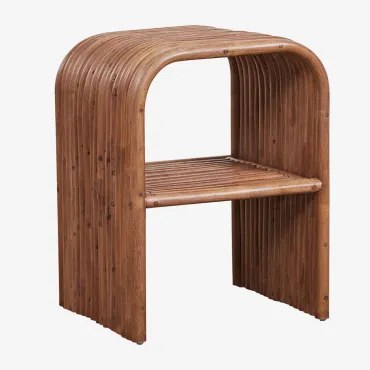 Rechthoekige Rotan Bijzettafel (35x40 Cm) Nolay Bruin – Donker Hout - Sklum