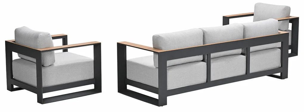 Garden Impressions Malakka loungeset 3 - delig carbon black/valley sand/light teaklook
