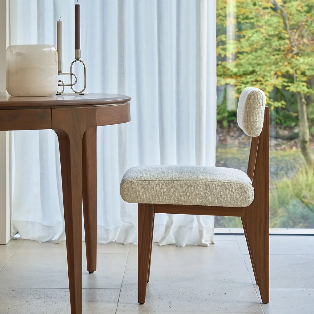 Stoel in notenhout en bouclette, Izag