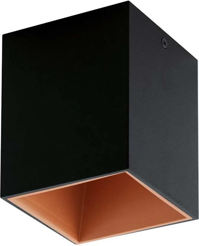 EGLO plafondspot Polasso - zwart/koper - 10x10 cm - Leen Bakker