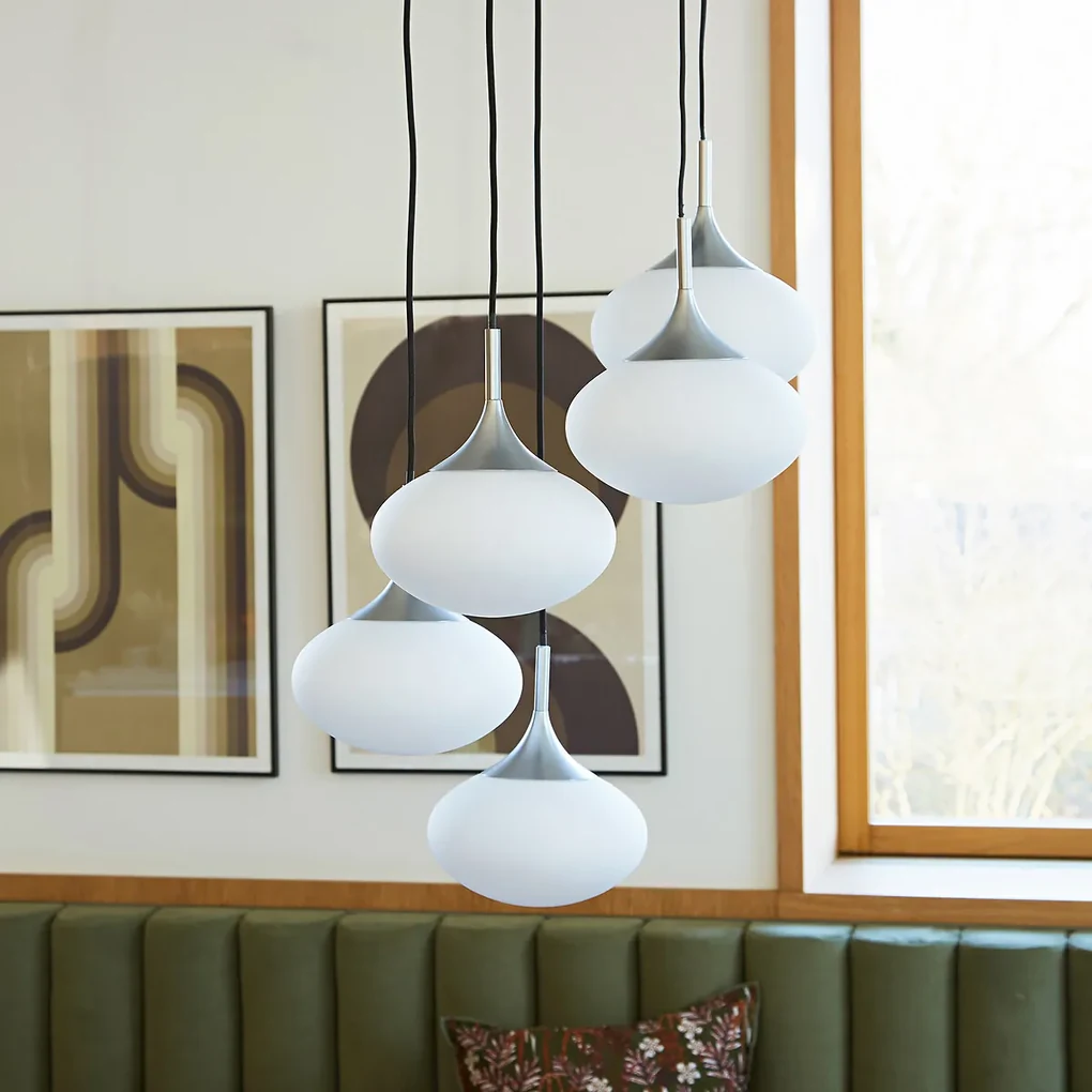 Hanglamp in metaal en opaline, Merisa
