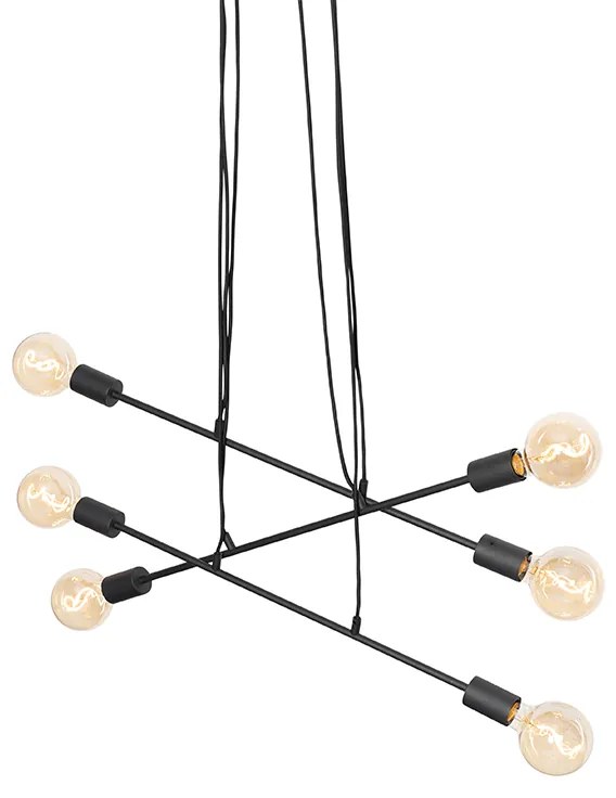 Moderne hanglamp zwart 80 cm 6-lichts - Sydney