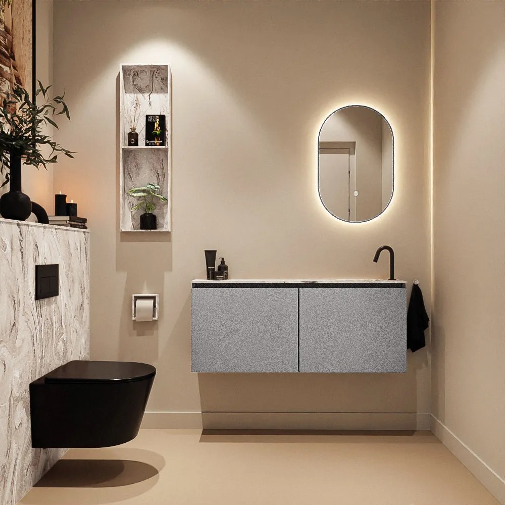 Mondiaz Ture DLux toiletmeubel 120cm plata met wastafel glace rechts met kraangat