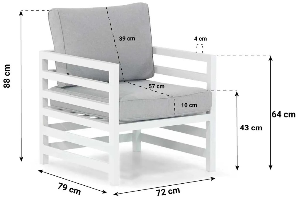 Hoek loungeset 6 personen Aluminium Wit  Domani Furniture Linde