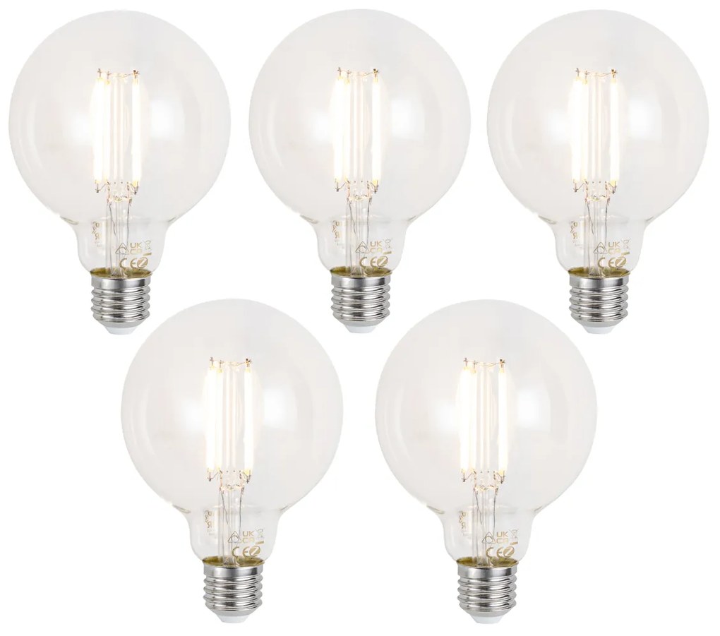Set van 5 Smart E27 dimbare LED lampen G95 helder 7W 806 lm 2700-6500K