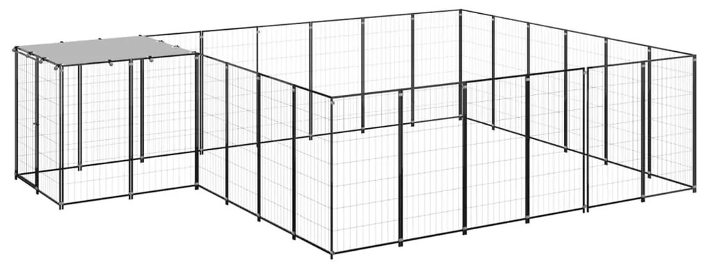 vidaXL Hondenkennel 12,1 m² staal zwart