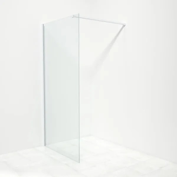 Saniclass Bellini inloopdouche 100x200cm met 8mm helder glas met mat wit profiel en stabilisatiestang