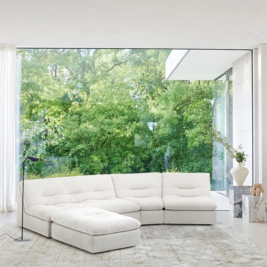 Modulaire hoek in geribbeld polyester, Giuliano