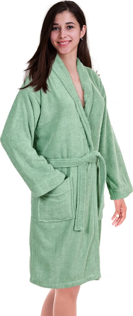 Badjas - 100% Katoen, waarvan 50% Gerecyclede Katoen - GRS Gecertificeerd - Maat XL - Stone Green