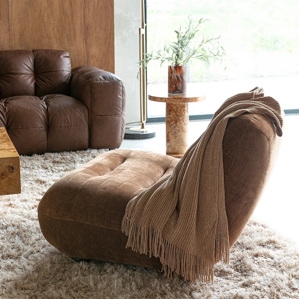 Dutchbone Wyatt Lounge Fauteuil Velours Cognac