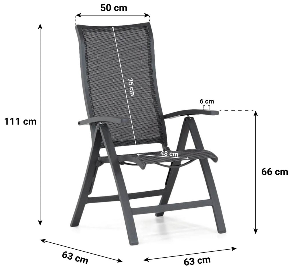 Tuinset 6 personen 170 cm Aluminium/Textileen /Aluminium/textileen Grijs Presto Lucardo/Graniet