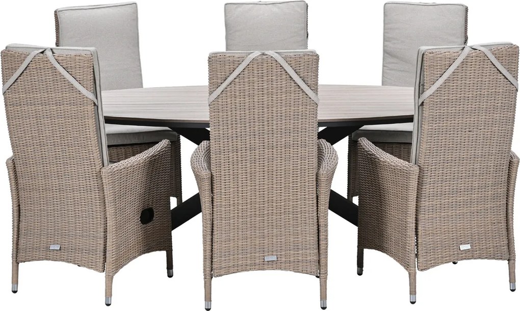 Garden Impressions Collin tuinset 7-delig - Tulli tuintafel 220x115xH75 cm - light teak vironwood