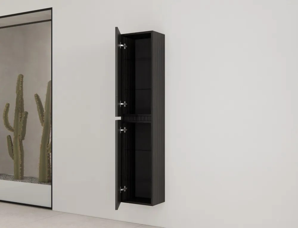 Gliss Design Timotheus kolomkast met ribbelfront 160cm black veneer