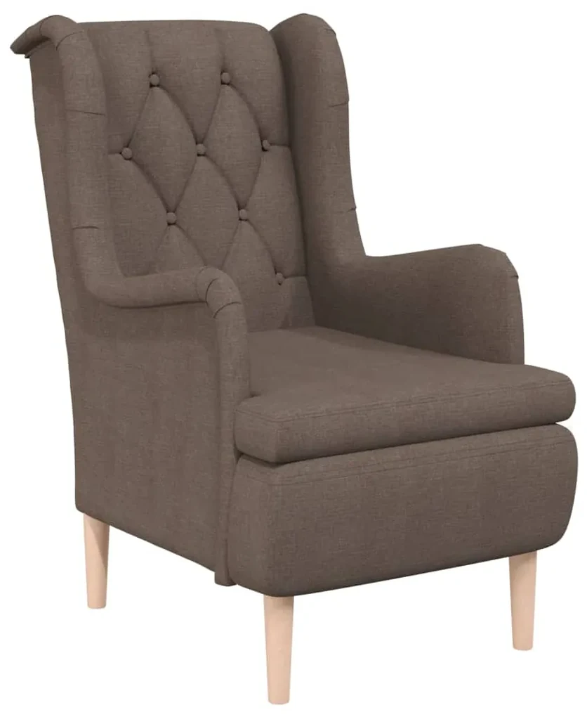vidaXL Fauteuil met massief rubberwood poten stof taupe
