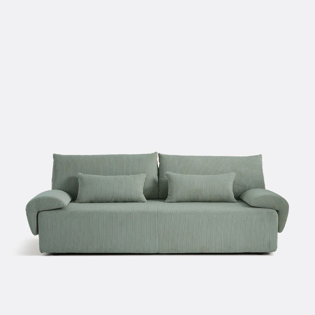 3-zits omvormbare bank met koffer, van ribfluweel, MAONA
