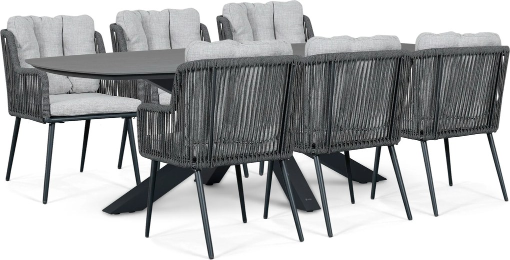 Tuinset 6 personen 240 cm Rope Grijs Lifestyle Garden Furniture Tivoli/Voyage