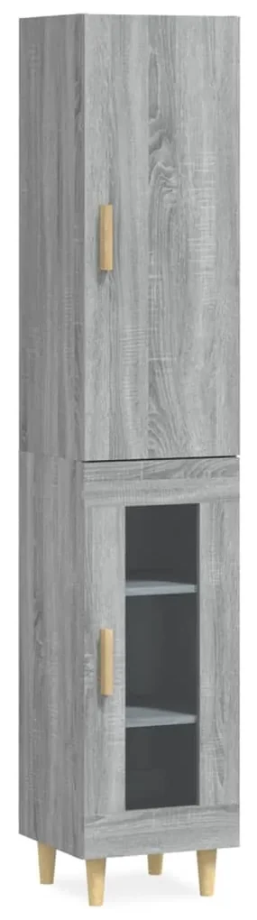 vidaXL Hoge kast 34,5x34x180 cm bewerkt hout grijs sonoma eikenkleurig