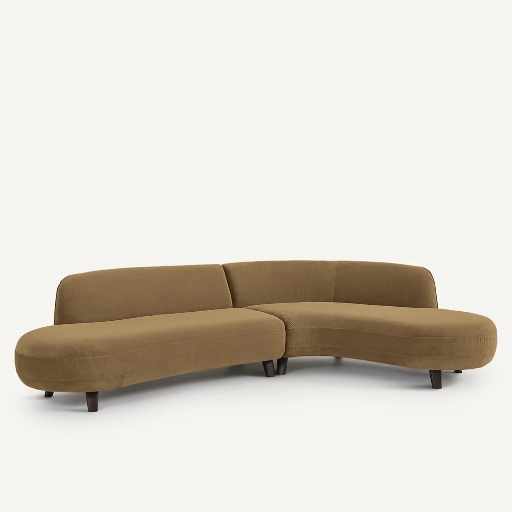 Hoekbank van linnen fluweel, Rosebury, ontwerp door Emmanuel Gallina