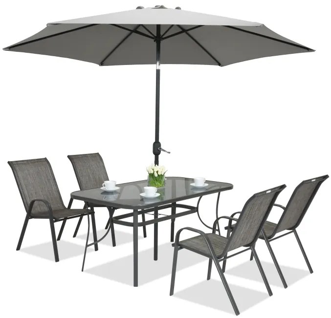 Metalen tuinmeubelen Modena grijs voor 4 personen Garden Point