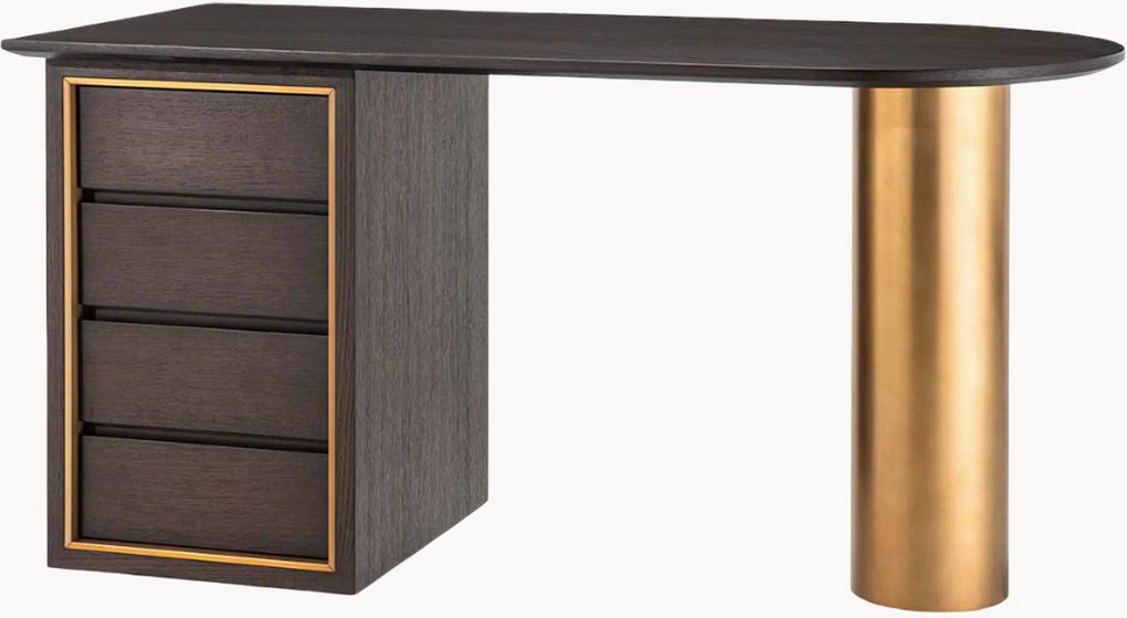 Houten draaibureau Del Rio met lades