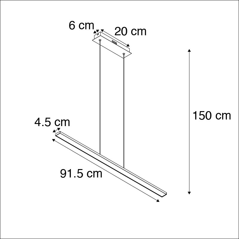 Moderne hanglamp zwart 90 cm incl. LED - Banda