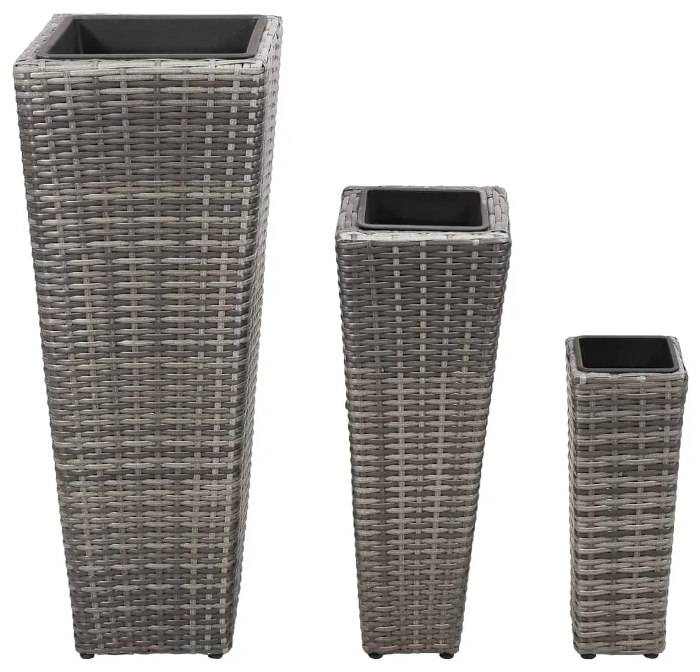 vidaXL Plantenbakken verhoogd 3 st poly rattan grijs