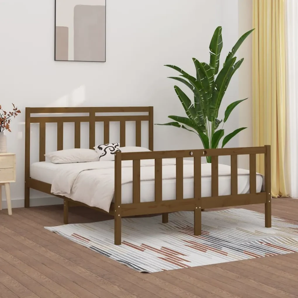 vidaXL Bedframe massief grenenhout honingbruin 160x200 cm