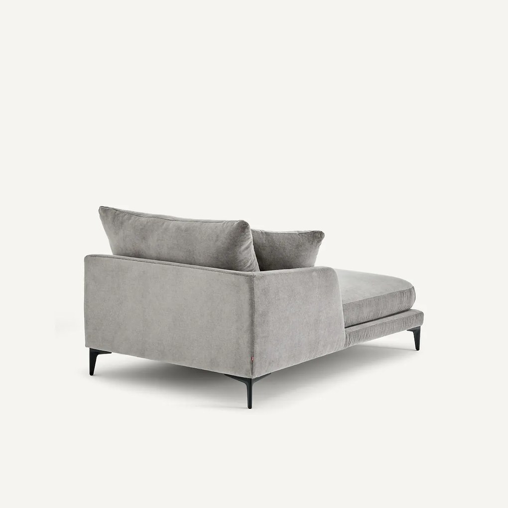 Longchair in stone-kleurig fluweel, MODERNISTE, ontwerp van Emmanuel Gallina