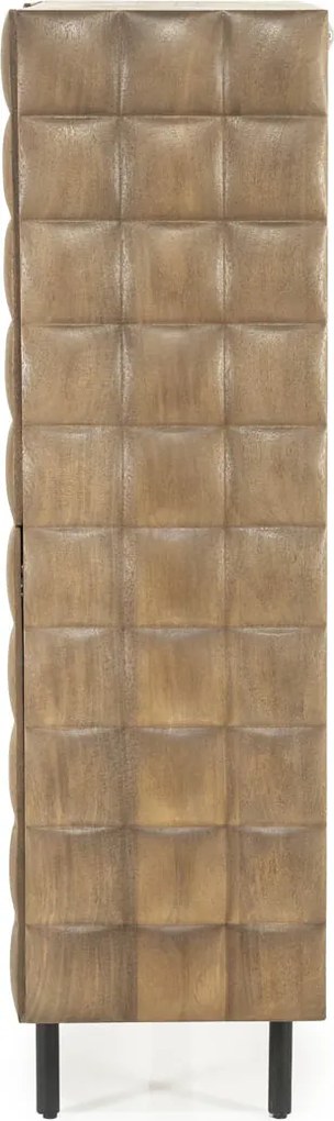 Wandkast Mangohout Met Vierkantjes - 109x41.5x147cm.