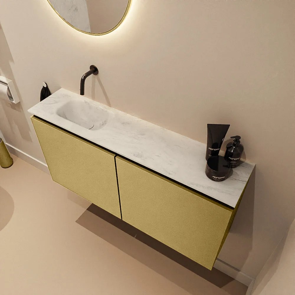 Mondiaz Ture DLux toiletmeubel 100cm oro met wastafel opalo links zonder kraangat