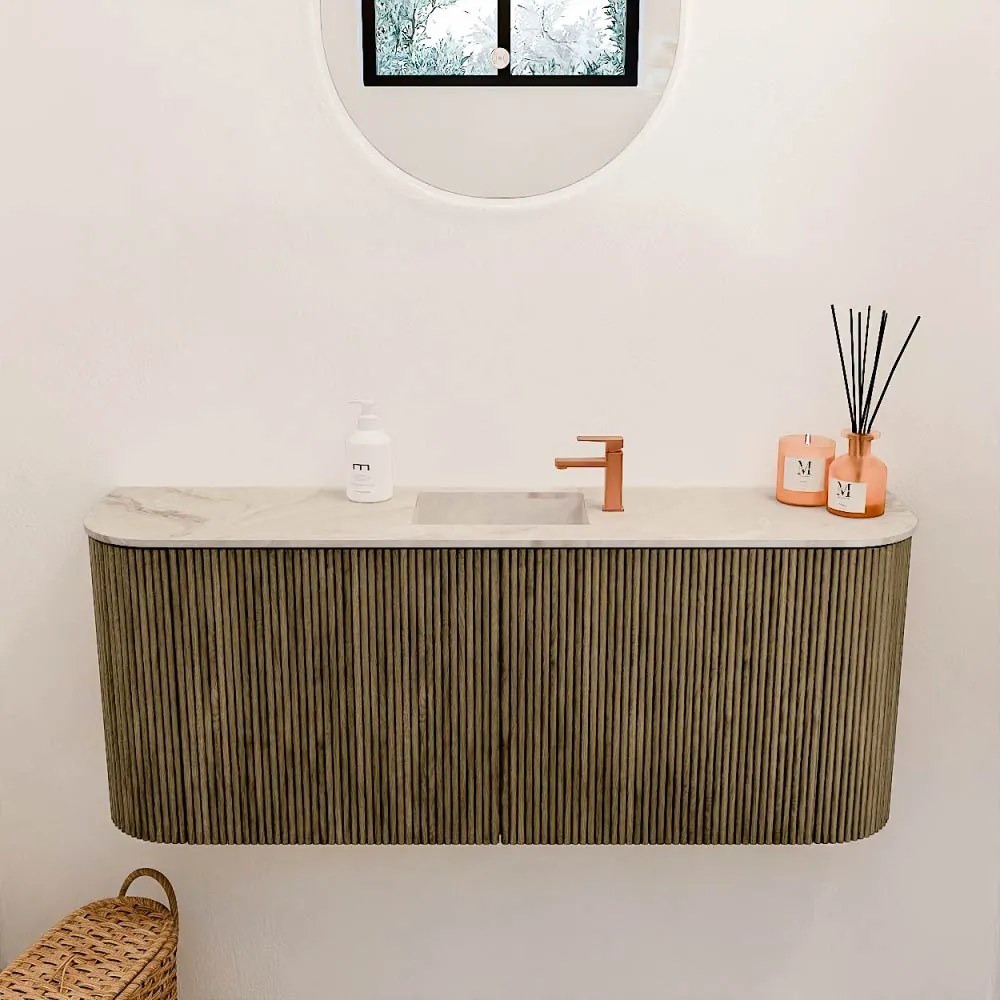 Mondiaz Joya DLux 105cm toiletmeubel ronding links/rechts dusk met wastafel faye midden 1 kraangat frappe
