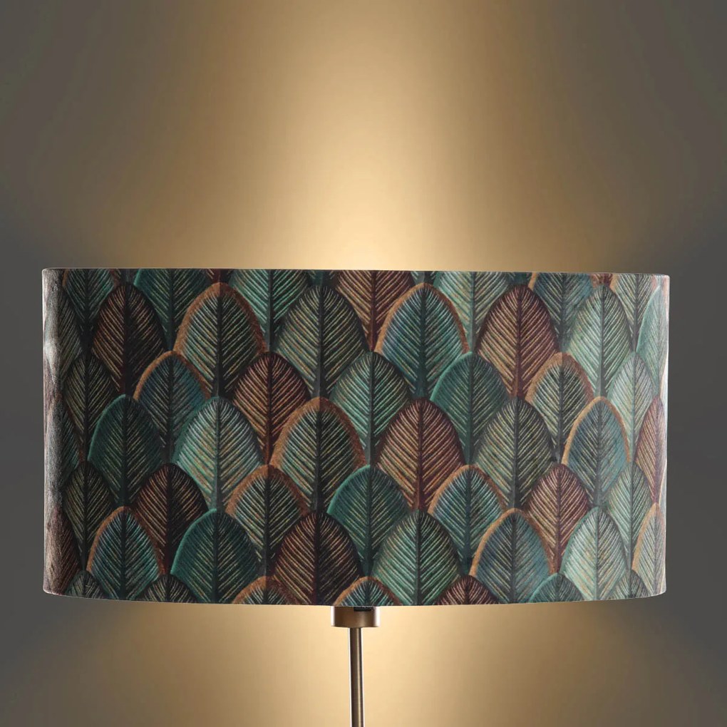 Vloerlamp brons met ovale velours kap blad Design 50cm - Parte Art Deco, Retro, Klassiek / Antiek E27 Binnenverlichting Lamp