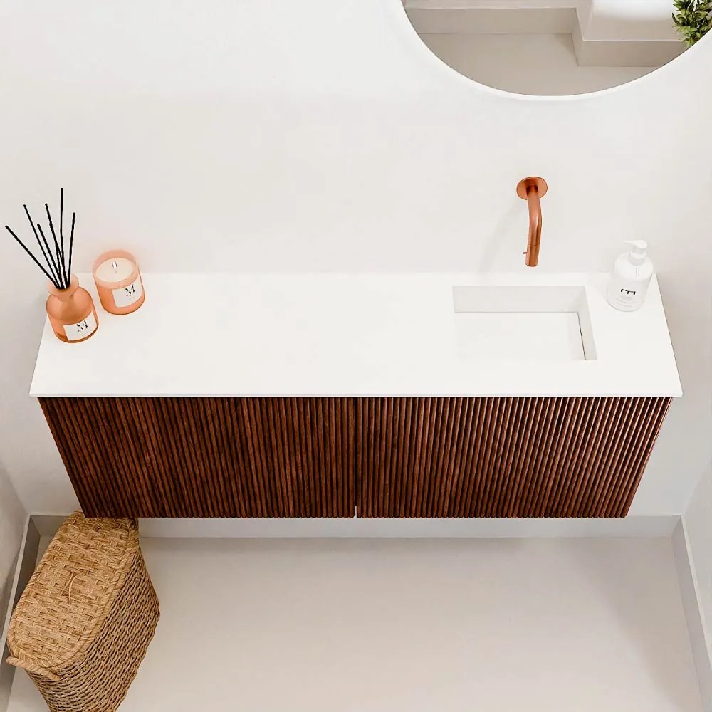 Mondiaz Joya 100cm toiletmeubel ruby met wastafel faye rechts zonder kraangat talc