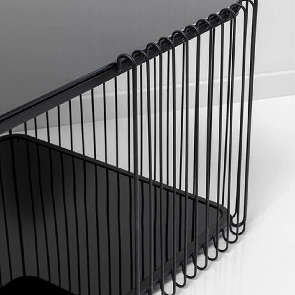 Kare Design Wire Double Rechthoekige Salontafel Met Glasplaat Zwart - 119.5 X 60cm.