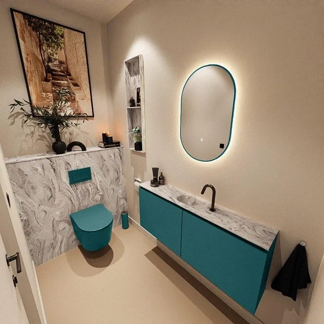 MONDIAZ TURE-DLUX 120cm toiletmeubel Smag. EDEN wastafel Glace positie midden. Met 1 kraangat. TUREDX120SMAM1GLA