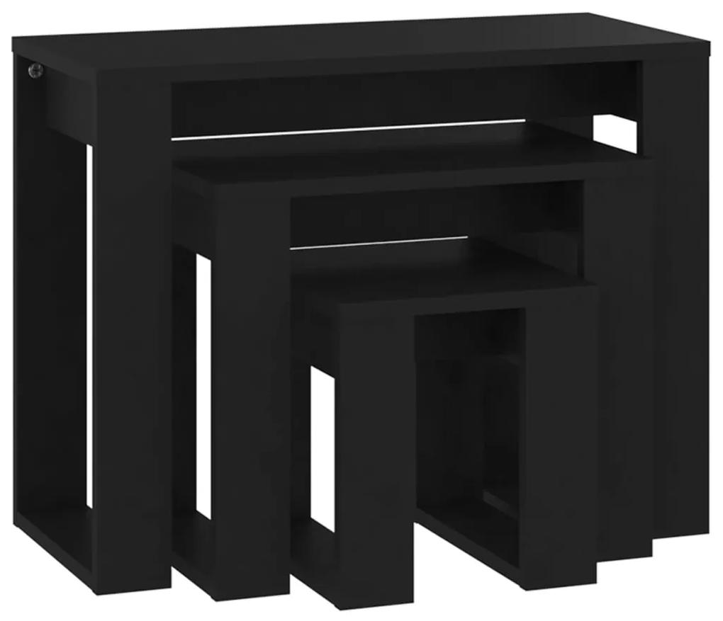 vidaXL 3-delige Tafeltjesset bewerkt hout zwart