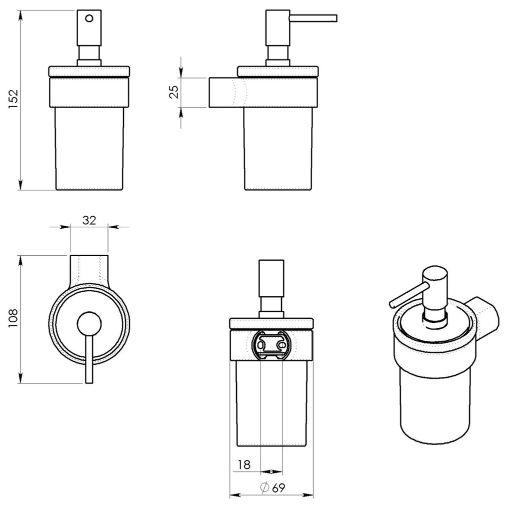 Gedy Pirenei hangende zeepdispenser chroom