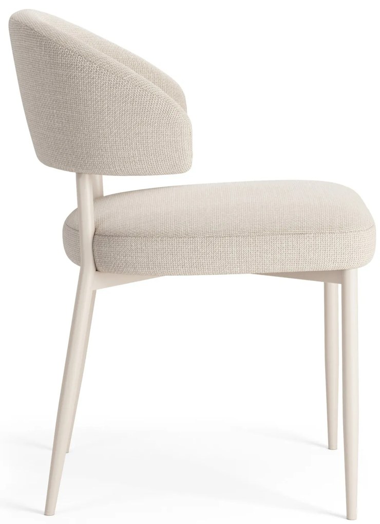 IRIS Beige (stof Basel 24) / beige onderstel – MODERNE GESTOFFEERDE STOEL VOOR WOONKAMER / EETKAMER IN BOHO-STIJL