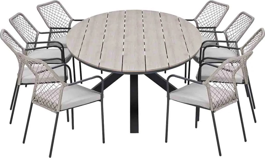 Garden Impressions Ross tuinset sand 9-delig - Tulli tuintafel ovaal 280x140 cm