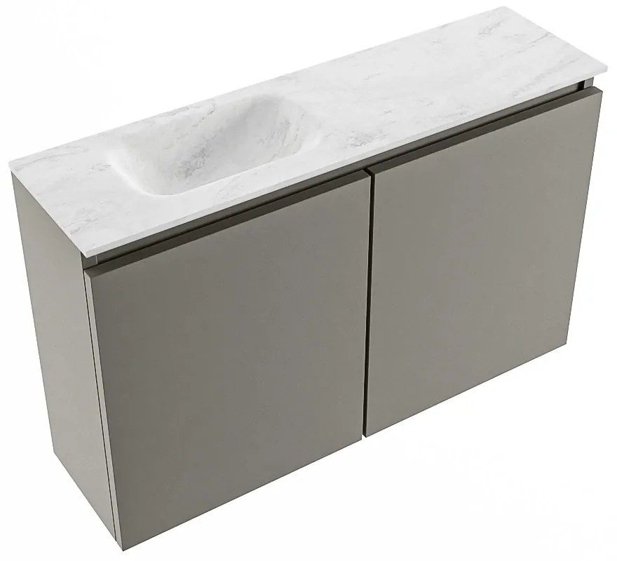 Mondiaz Ture DLux toiletmeubel 80cm smoke met wastafel opalo links met kraangat